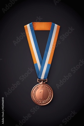 Bronze medal icon isolated on a clean dark background