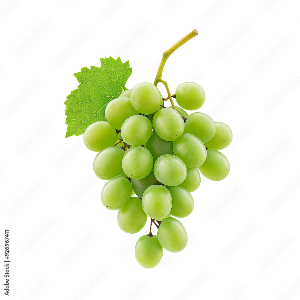 Obraz premium Fresh green grapes on a transparent background.