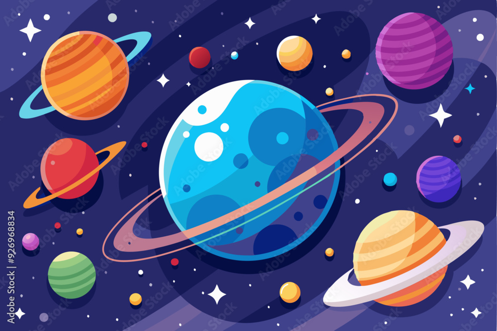 Colorful Planets and Stars in Outer Space Colorful Planets and Stars in Outer Space