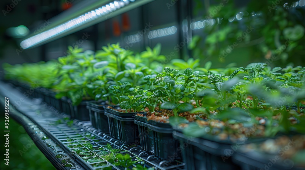 Modern Hydroponic Setup with NFT Channels and Lush Plants for Sustainable Agriculture Concept. Copy Space Available Below. Modern Hydroponic Setup with NFT Channels and Lush Plants for Sustainable Agriculture Concept. Copy Space Available Below.