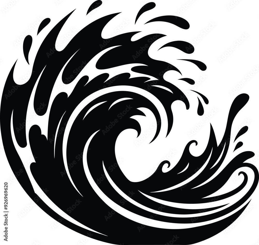 Water Splash wave illustration black and white Water Splash wave illustration black and white
