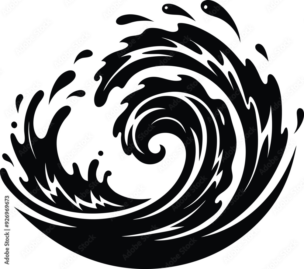 Water Splash wave illustration black and white Water Splash wave illustration black and white