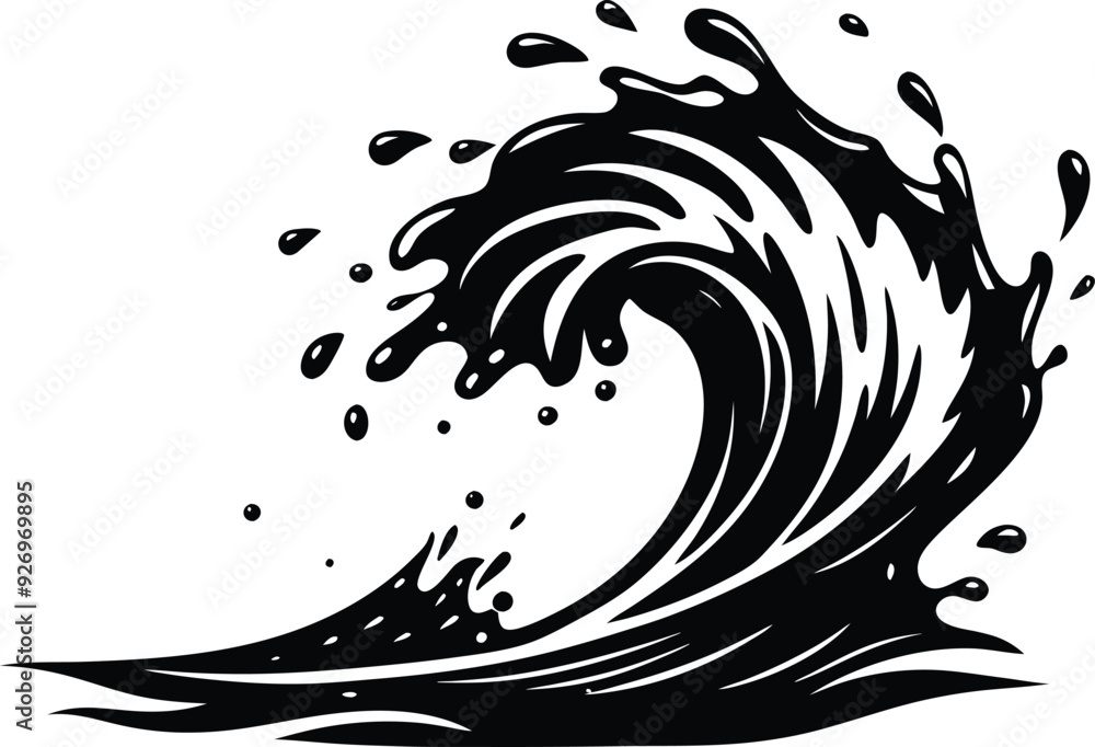 Water Splash wave illustration black and white Water Splash wave illustration black and white