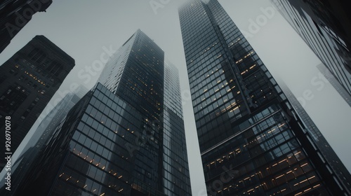 Wallpaper Mural Towering Structures in a Foggy Metropolis Torontodigital.ca