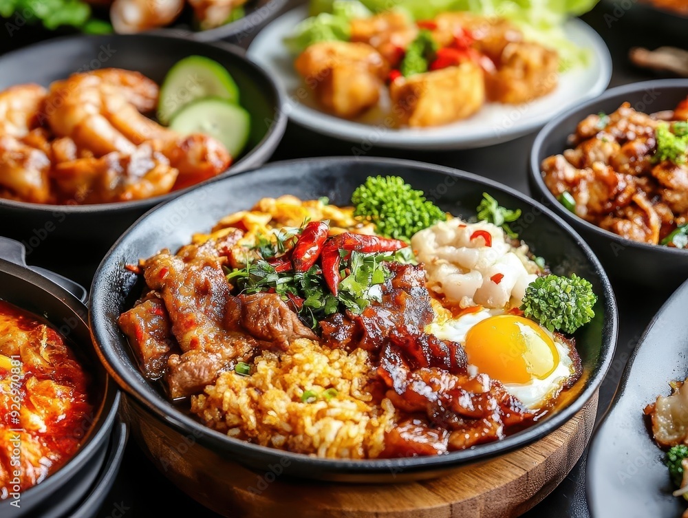 Ethnic cuisines, vibrant flavors, dynamic dishes, global taste Ethnic cuisines, vibrant flavors, dynamic dishes, global taste