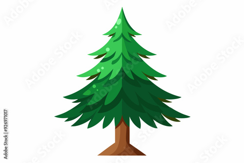 A Single Green Pine Tree with a Brown Trunk