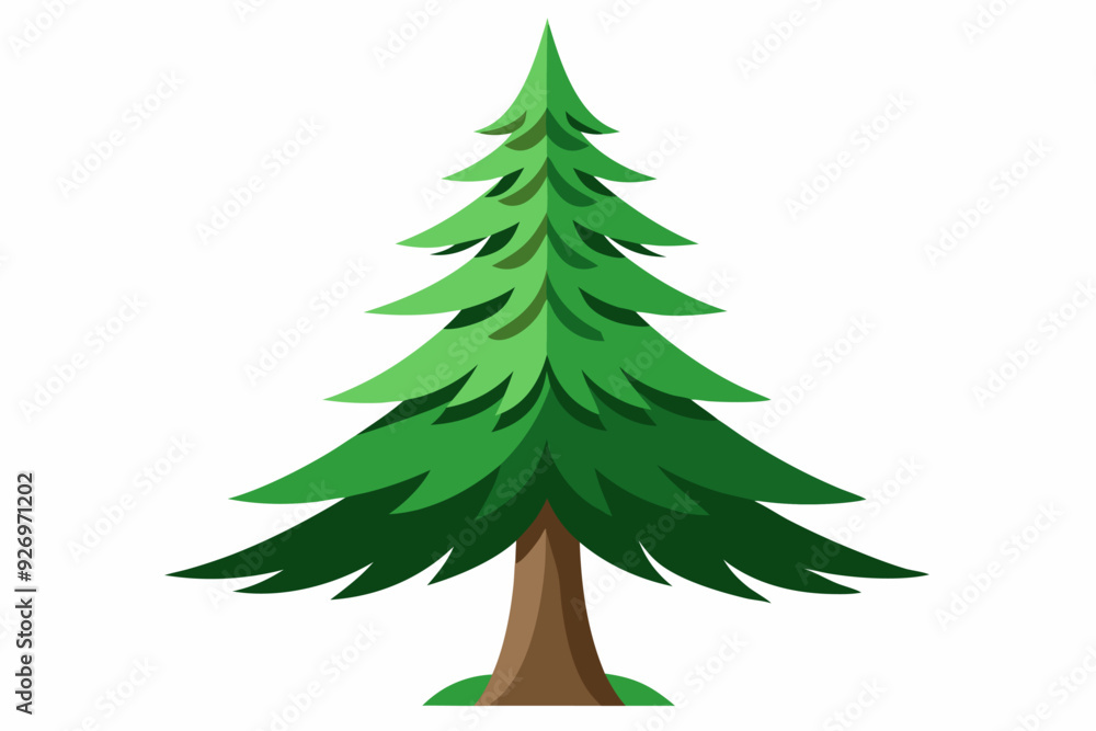 A Stylized Green Pine Tree with a Brown Trunk A Stylized Green Pine Tree with a Brown Trunk