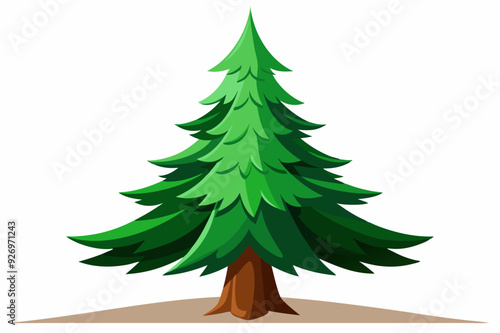 Cartoon Illustration of a Green Pine Tree