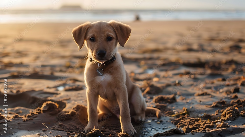 six month old puppy on thurstaston beach in the wirral