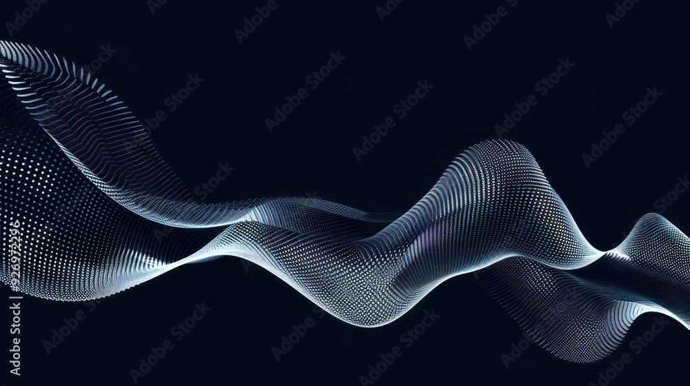 Abstract Wavy Line Made of White Dots on a Black Background Abstract Wavy Line Made of White Dots on a Black Background