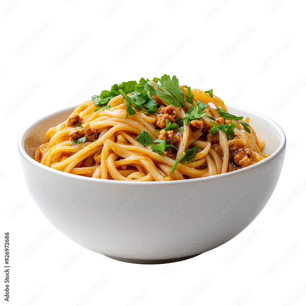 Delicious bowl of spaghetti with meat sauce and garnished with fresh parsley. Perfect for an Italian cuisine meal. Delicious bowl of spaghetti with meat sauce and garnished with fresh parsley. Perfect for an Italian cuisine meal.