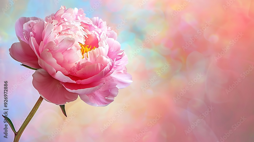 Fototapeta premium Soft pink peony on colorful background