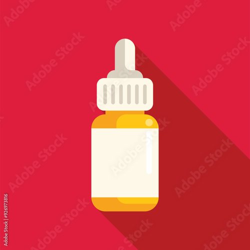 Nasal spray dropper bottle containing medical treatment on a red background with a long shadow