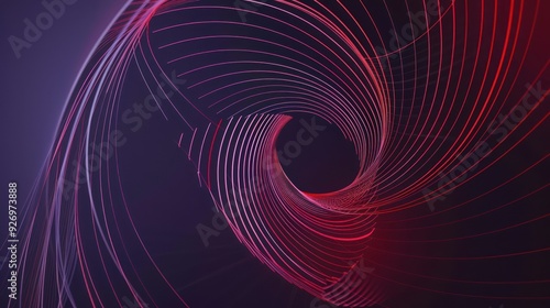 Abstract Spiral with Intertwining Red and Pink Lines