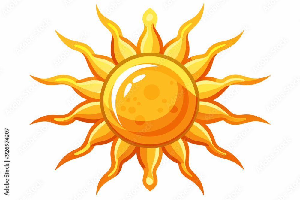 Cartoon Illustration of a Yellow Sun with Flares Cartoon Illustration of a Yellow Sun with Flares