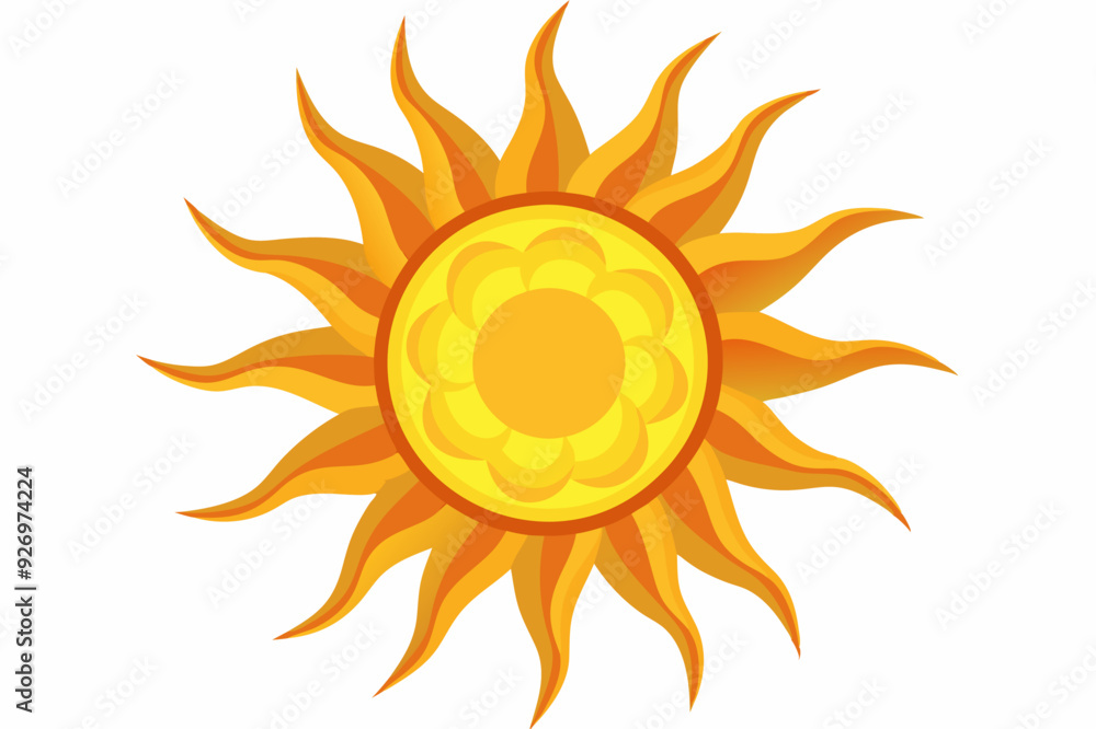 Stylized Illustration of a Sun with Flamy Rays Stylized Illustration of a Sun with Flamy Rays
