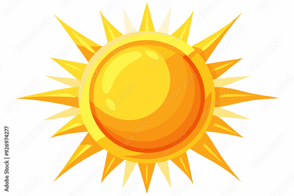 Cartoon Illustration of a Bright Yellow Sun with Spiky Rays