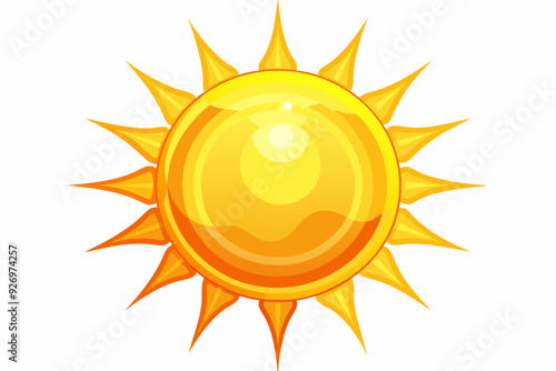 Cartoon Illustration of a Bright Yellow Sun with Sharp Rays
