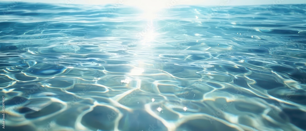 Sparkling blue water with sunlight reflecting on the surface Sparkling blue water with sunlight reflecting on the surface