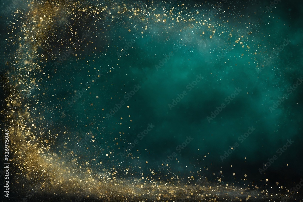 Golden Sparkles on Dark Green Background Golden Sparkles on Dark Green Background