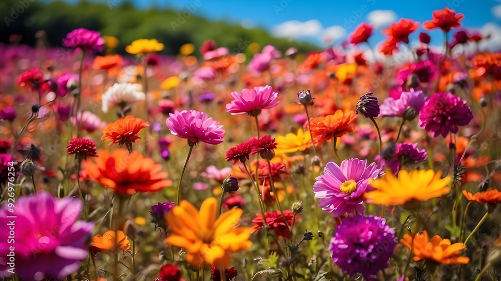 vibrant flowers on a field vibrant flowers on a field