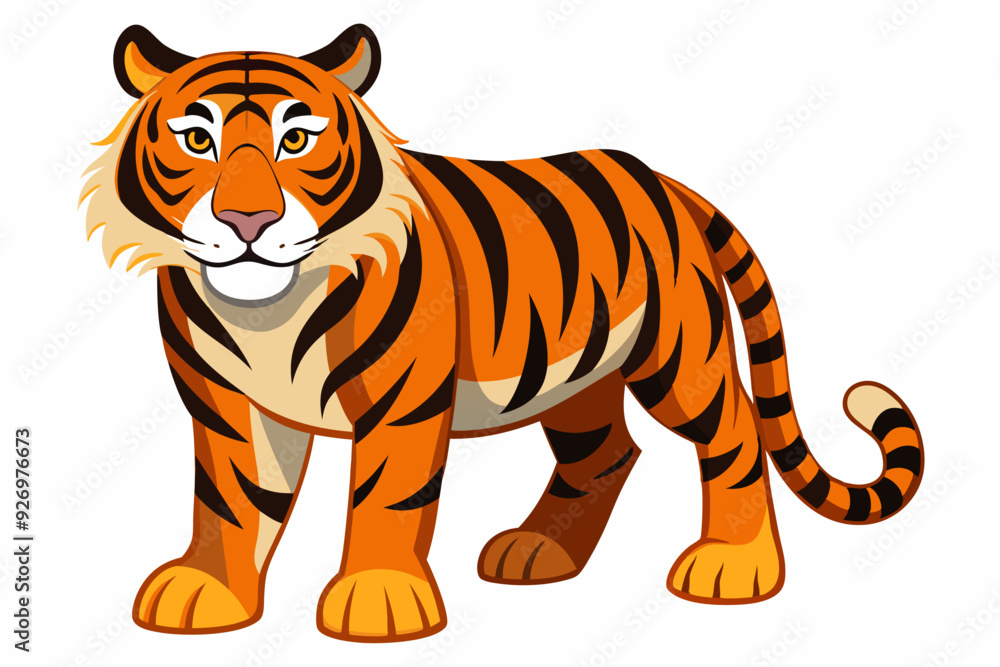 Naklejka premium Illustration of an Orange and Black Striped Tiger
