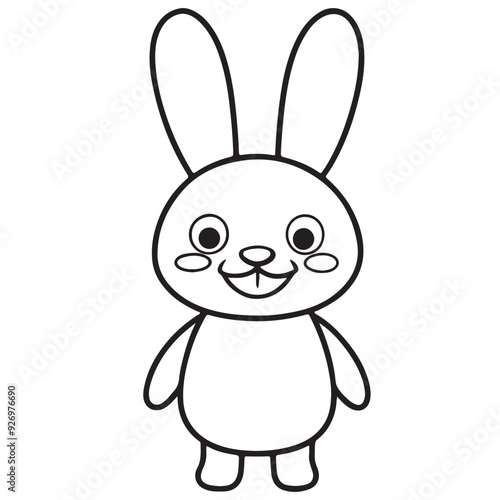 Wallpaper Mural Adobe IllustratCute kawaii bunny and baby cartoon character coloring page vector illustration. Pet animal, mothers day colouring page for kidsor Artwork. Torontodigital.ca