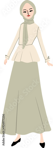 Hand-Drawn Hijab Girl Fashion Illustration