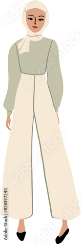 Hand-Drawn Hijab Girl Fashion Illustration