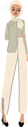 Hand-Drawn Hijab Girl Fashion Illustration