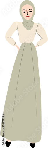 Hand-Drawn Hijab Girl Fashion Illustration