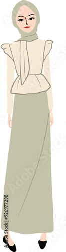 Hand-Drawn Hijab Girl Fashion Illustration