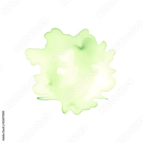 Green abstract watercolor splash on white background