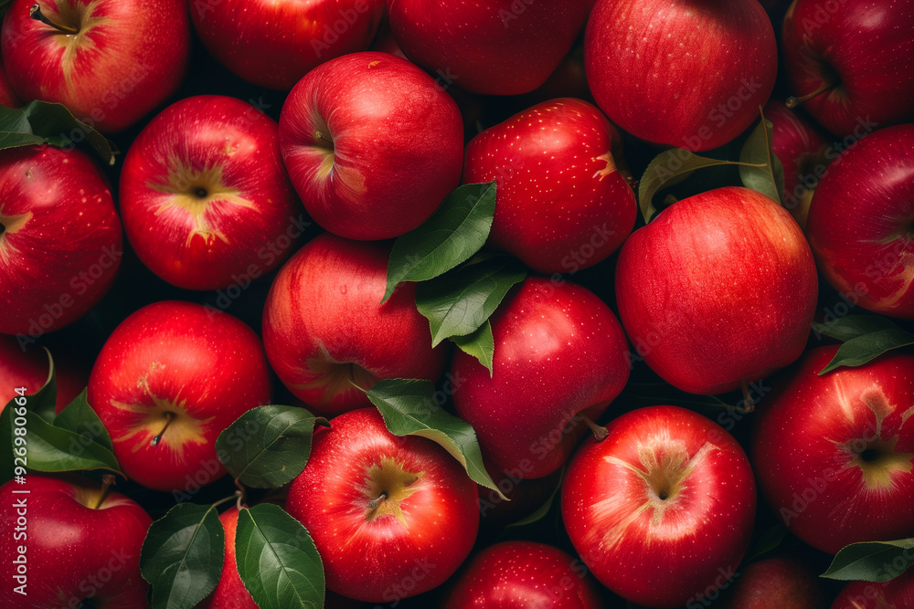 Ripe red apples piled in a background of tasty and juicy fruits Ripe red apples piled in a background of tasty and juicy fruits
