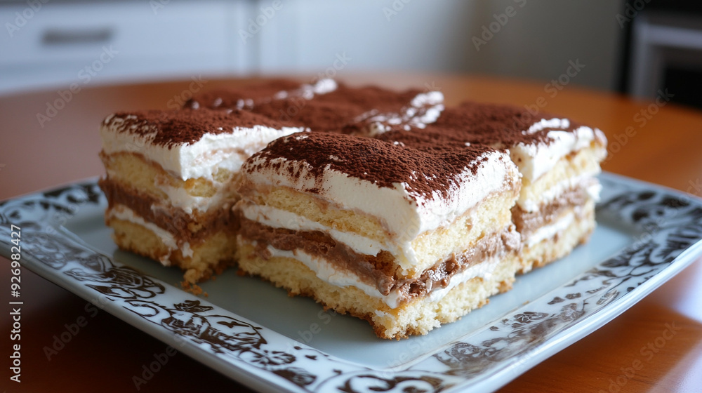 Delicious Tiramisu Dessert on a Plate Delicious Tiramisu Dessert on a Plate