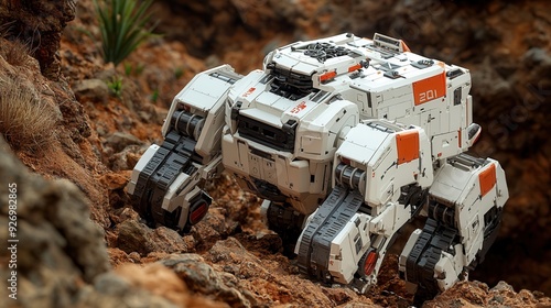 Wallpaper Mural A high-tech robotic rover navigating rocky terrain, illustrating advanced engineering and exploration capabilities in a rugged environment. Torontodigital.ca