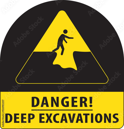 Deep excavations caution sign vector.eps