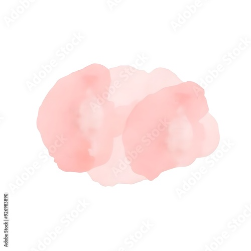 Soft red watercolor paint splashes isolated on white background