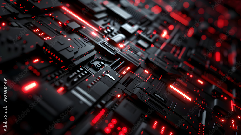 futuristic black background with red light technology futuristic black background with red light technology