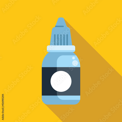 Nasal spray bottle with blank label casting a shadow on yellow background