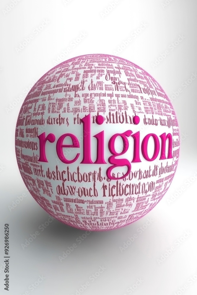 world shape with the word religion in pink on a white background world shape with the word religion in pink on a white background