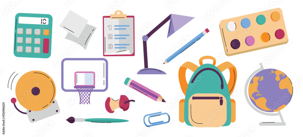 Back to School Welcome School set collection icon clipart isolated vector illustration Back to School Welcome School set collection icon clipart isolated vector illustration