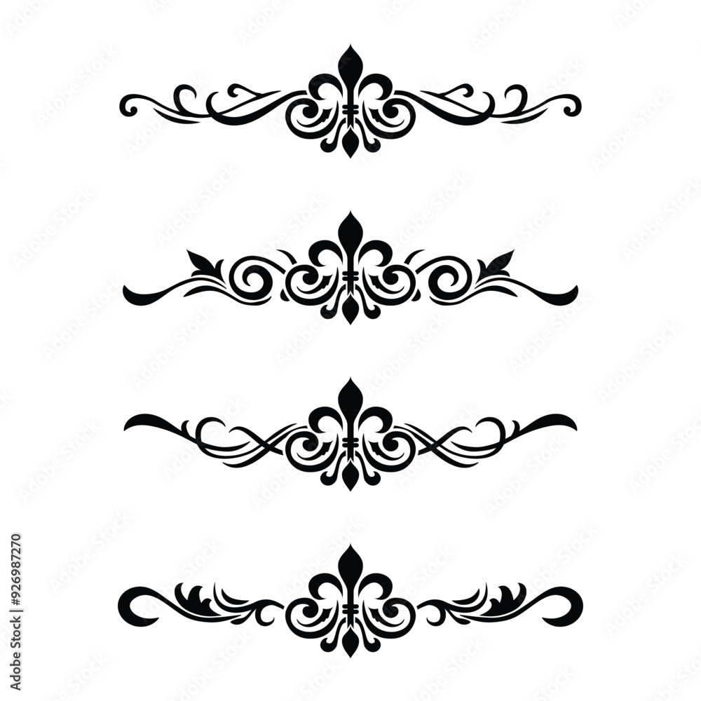 Naklejka premium Classic Vintage Baroque Victorian Frames Separator Elements Classic Wedding Invitation