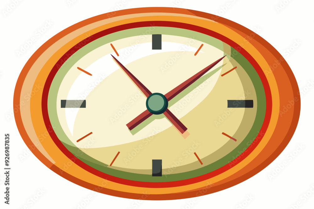 Cartoon Clock with Orange Frame and Red Hands Cartoon Clock with Orange Frame and Red Hands