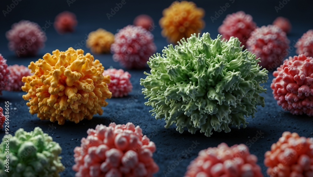 Fototapeta premium These cells can be various types of white blood cells, such as T cells, B cells, macrophages, and dendritic cells, which play a key role in fighting pathogens and foreign invaders.