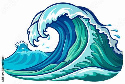 Large Breaking Blue and Green Ocean Wave