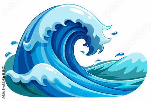 A Large Blue Wave Crashing on Water