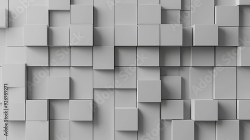 Minimalist Geometric Wallpaper Design in 3D Clay with Grey Shades and Clean Grid Pattern