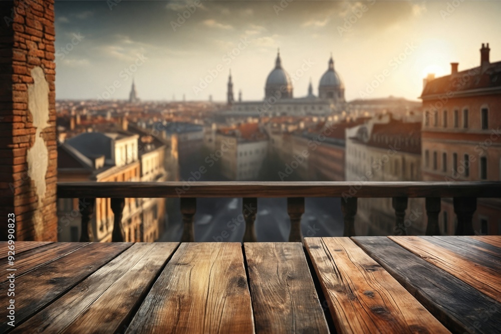 Fototapeta premium Cityscape from Balcony at Sunset