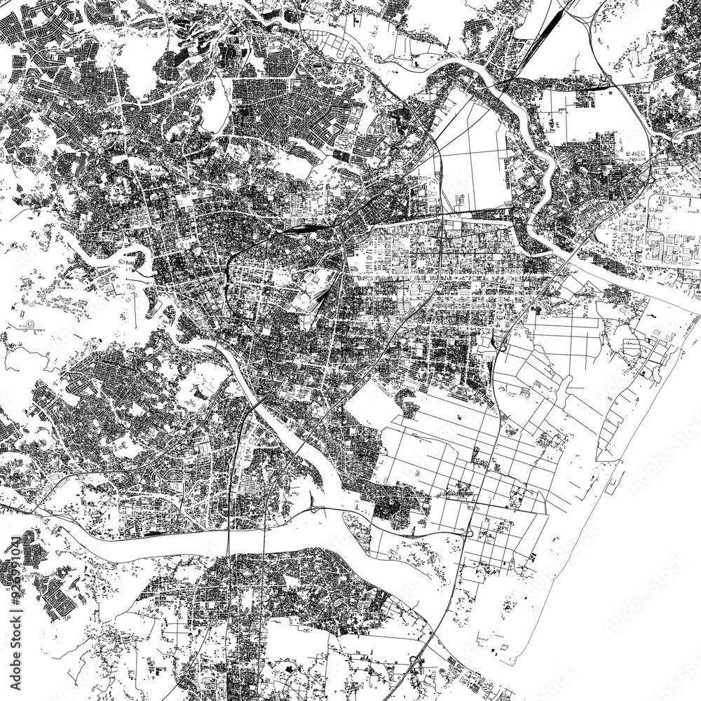 3D illustration of city and urban in Sendai Japan